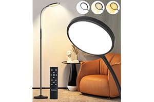 Tenmiro LED Floor Lamps for Living Room, Bright 12V Modern Reading Floor Lamp with Stepless Adjust Color Temperatures & Brightness, Standing Lamp with RF Remote & Touch Control (Black)