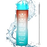 XACIOA 32oz Water Bottle with Straw & Motivational Time Marker, Leakproof BPA Free ,Ensure You Drink Enough Water Throughout