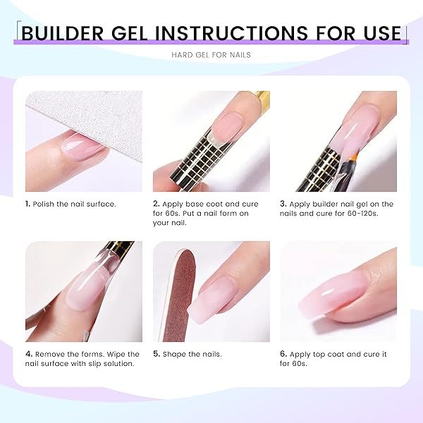 CLEAR & PINK HARD GEL FOR NAILS 120G BUILDER GEL NAIL KIT R FOR NAIL EXTENSION AND STRENGTHENING FOR HOME USE OR SALON