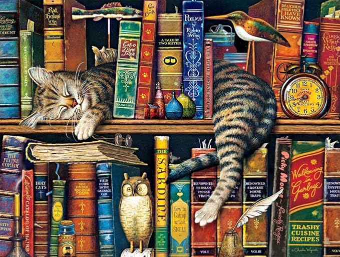 WXAJY 1000 Pieces Jigsaw Puzzle Cat In The Library Amazon.co.uk