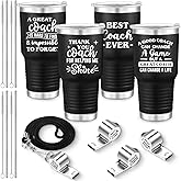 Yaomiao 4 Pcs Coach Gifts for Men 30 oz Coach Tumbler Cup with Lid Whistles Lanyard - Stainless Steel Travel Tumbler Thank You Gifts for Football Baseball Softball Birthday