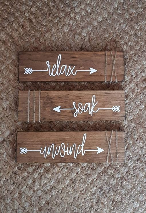 Amazon.com: nonbrand 9x30cm Bathroom Wall Art Relax Soak Unwind Wood