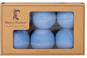 Harry Barker Rubber Balls and Rubber Chew Stick, Rubber Bone for Dogs - 2.5" Rubber Balls - 6 Pack