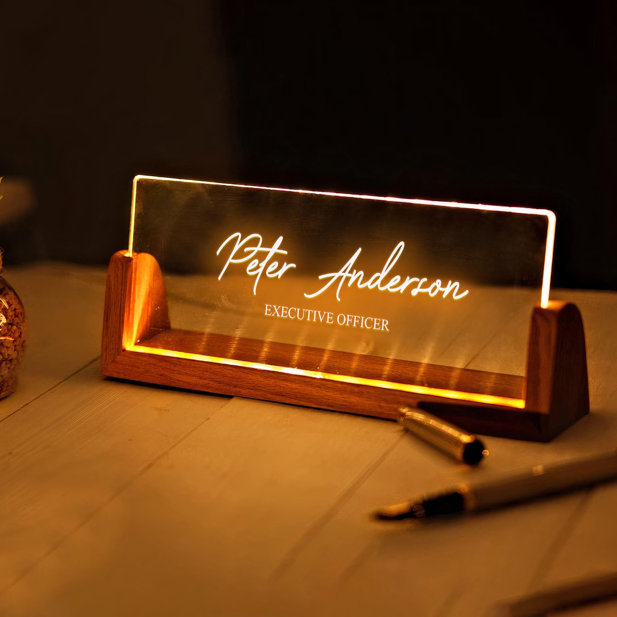 Personalized Light Up Desk Name Plate | New Job
