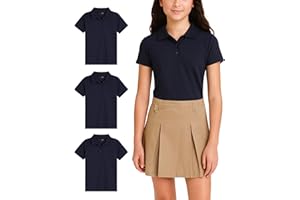 dELiA*s Girls' School Uniform Polo Shirt - 3 Pack Short Sleeve Picot Collar Polo - Interlock Soft Polo for Girls (4-16)