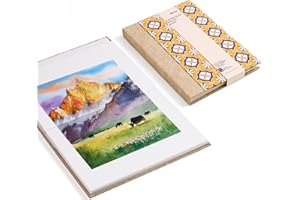 Arrtx Watercolor Sketchbook, 8.27x5.98'', 140 LB, 300 GSM, 100% Cotton Paper, Cold Press, 24 Sheets, Hardcover Watercolor Jou
