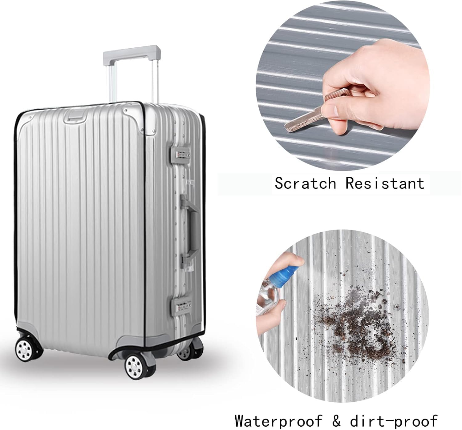 T Tersely 3 Pieces Luggage Cover Protectors, for 20 24 28 inch luggage Clear PVC Suitcase Cover Set,Waterproof Suitcase Protective Covers for Tsa Approved for Travel