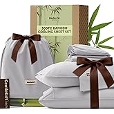 Bedsure Cooling Sheets, Rayon Derived from Bamboo & Cotton Blend, GentleSoft, Breathable, King Size Sheets Set, Deep Pocket Up to 18 Inches, Hotel Luxury Bedding for Hot Sleepers, Grey