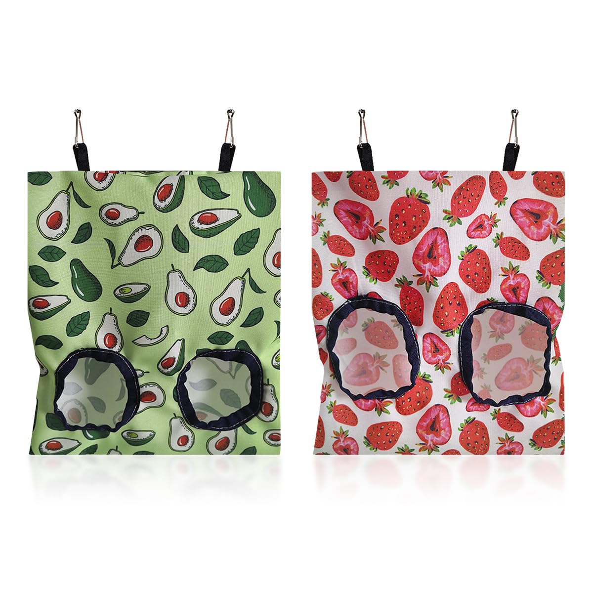 Tabanzhe 2 Pcs Rabbit Hay Feeder - Hanging Hay Rack Manger Holder with Storage Pouch for Guinea Pigs, Bunnies, Chinchillas, and Hamsters (Red/Green)