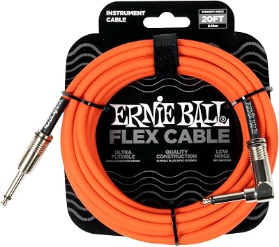 Ernie Ball Flex Instrument Cable Straight/Angle 20ft Orange