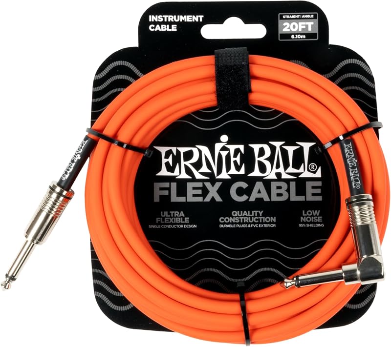 Ernie Ball Flex Instrument Cable Straight/Angle 20ft Orange