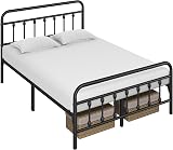 Yaheetech 4ft6 Double Bed Frame Vintage Iron Platform Bed with Storage Black view 8