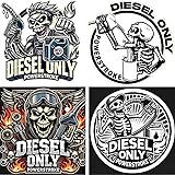 Diesel Only Skull Stickers Pack, 4 Designs, 3.1