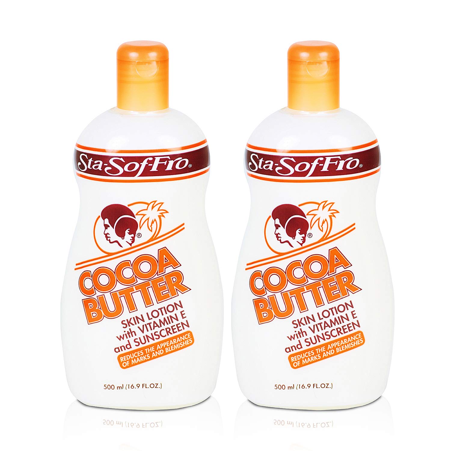 Sta-Sof-Fro Cocoa Butter Skin Lotion for Face, Hands & Body - Moisturising Lotion with Sunscreen and Vitamin E-Removes blemishes- 500ml - Pack of 2