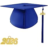 TngHui Graduation Cap 2026 with Tassel Unisex Matte Bachelor High School Cap Adjustable Size