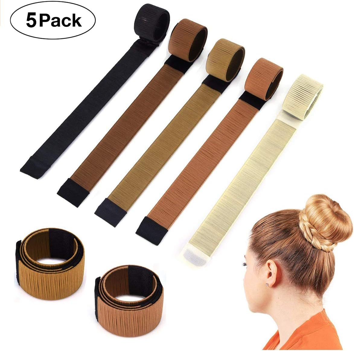 Hair Bun Accessories Hair Bun Maker Tool, 5 PCS Twist Hair Accessories Hair Clip for Buns, Fashion Bun Shapers Donut Bun Maker Hairstyle Tool for Women Girls