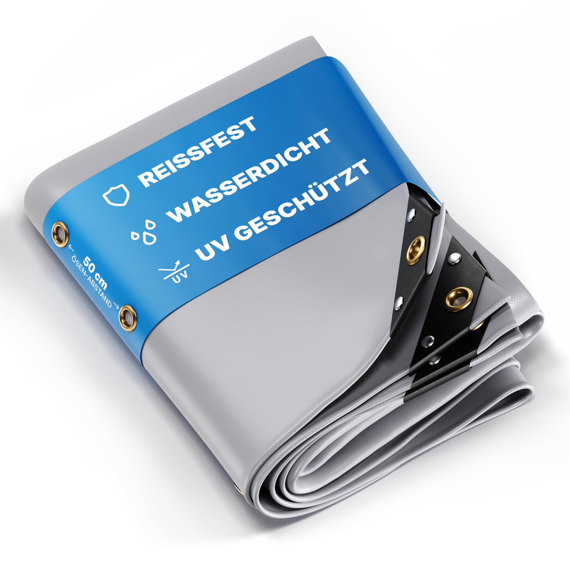 NEMAXX® Premium Tarpaulin Waterproof [300x200cm]–UV Resistant [650 g/m²] Truck Tarpaulin with Eyelets,PVC Fabric Tarp for Wood,Garden,Roof & Construction–Winterproof Protective Tarpaulin – Gray – 6m²