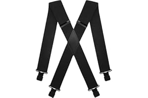 KRICJYH Suspenders for Men 2" Wide Heavy Duty with Black Clips Adjustable X-Back Braces