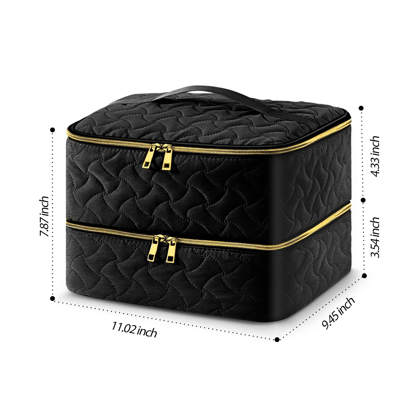 DreamGenius Nail Polish Organizer Case Holds 42 Bottles, Portable Double-Layer Nail Polish Storage Bag with Adjustable Dividers for Manicure Tools, Black