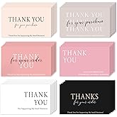 Kanluara 300PCS Thank You For Supporting My Business Cards 2 x 3.5 Inches Thank You Cards Small Business 6 Styles Package Insert Card for Business Supplies Online Shop Retail Store