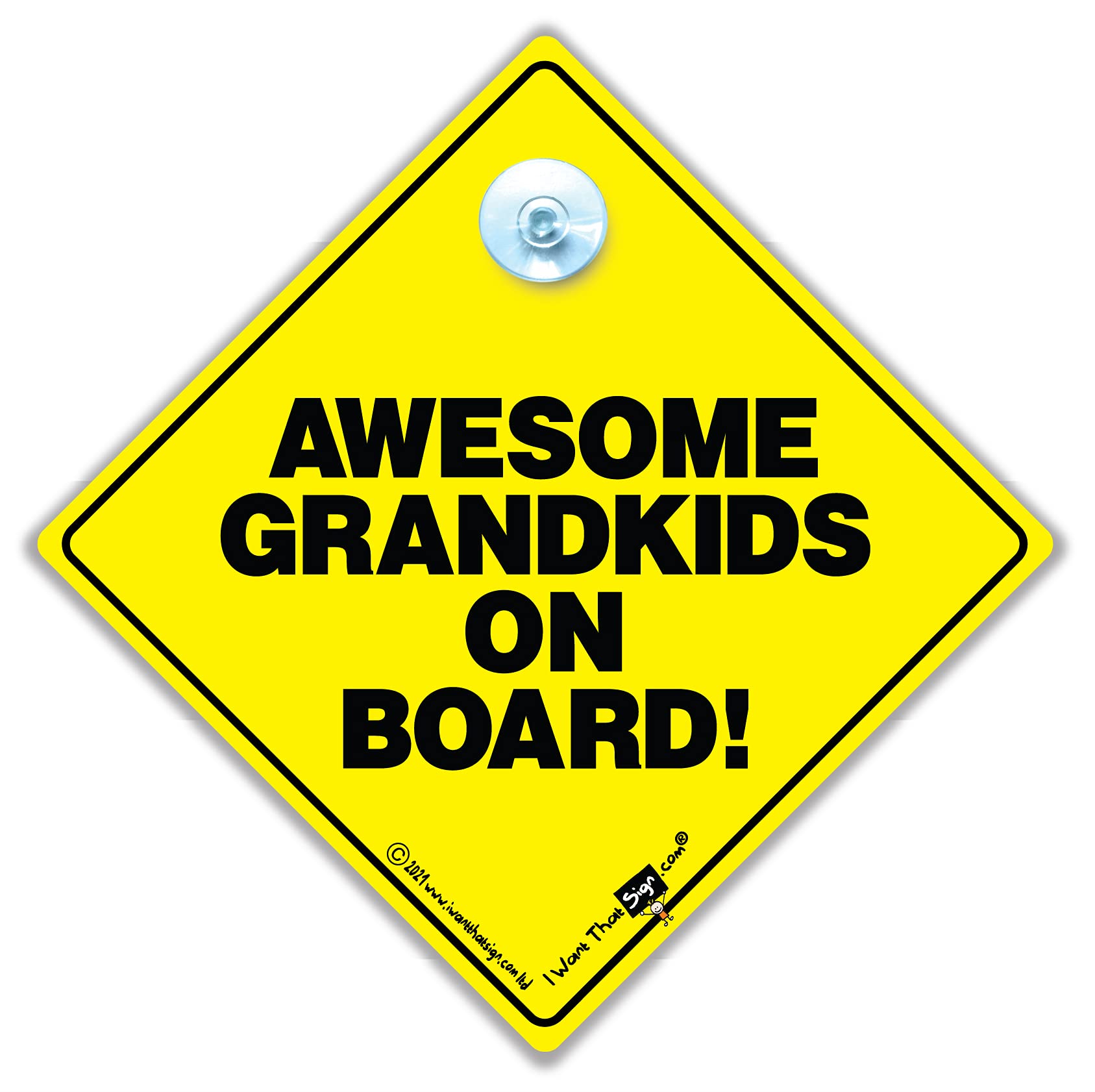 Awesome Grandkids On Board Car Sign, Suction Cup Baby Car Sign