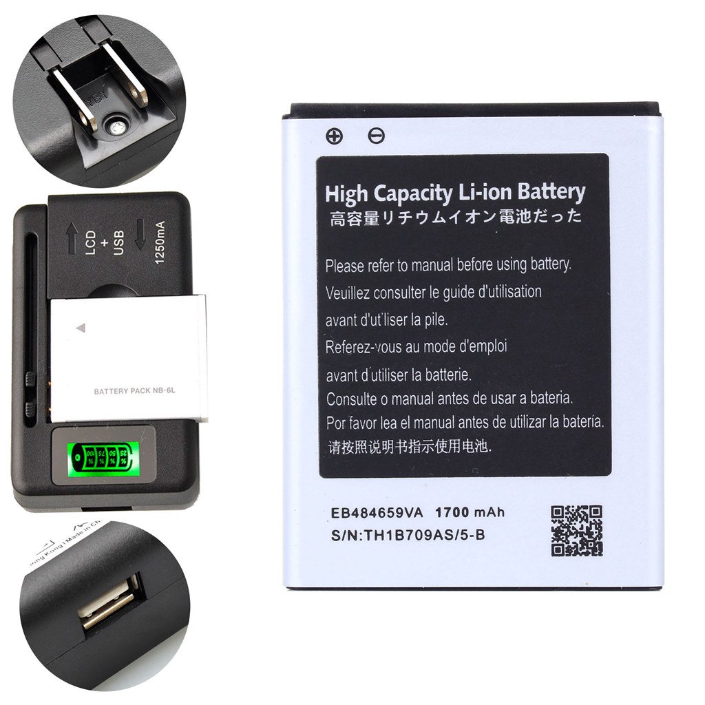 Amazon.com: Generic 1700 mAh + 1 PCS Universal Charger High Capacity  Battery EB484659VU For Samsung Galaxy Exhibit 4G SGH-T759: Cell Phones &  Accessories