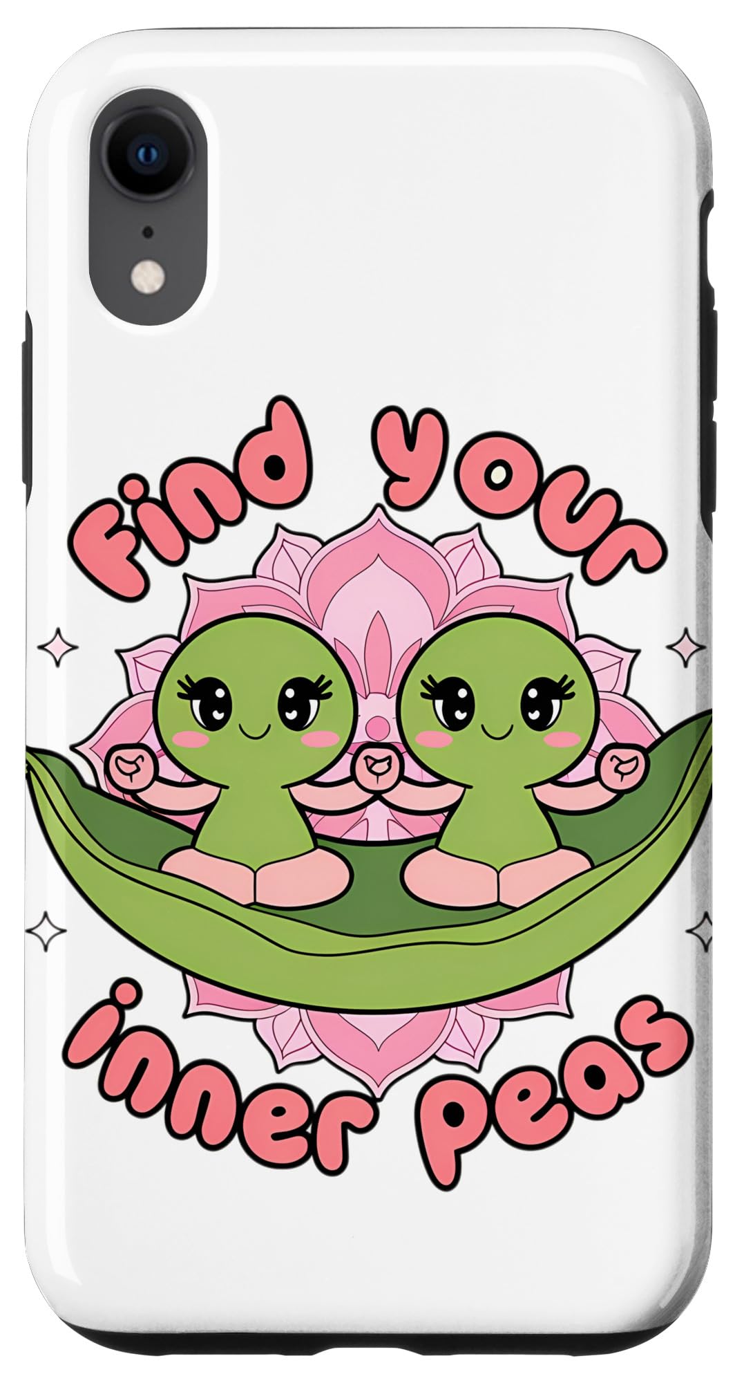 iPhone XR Find Your Inner Peas Kawaii Zen Pods Yoga Design Case