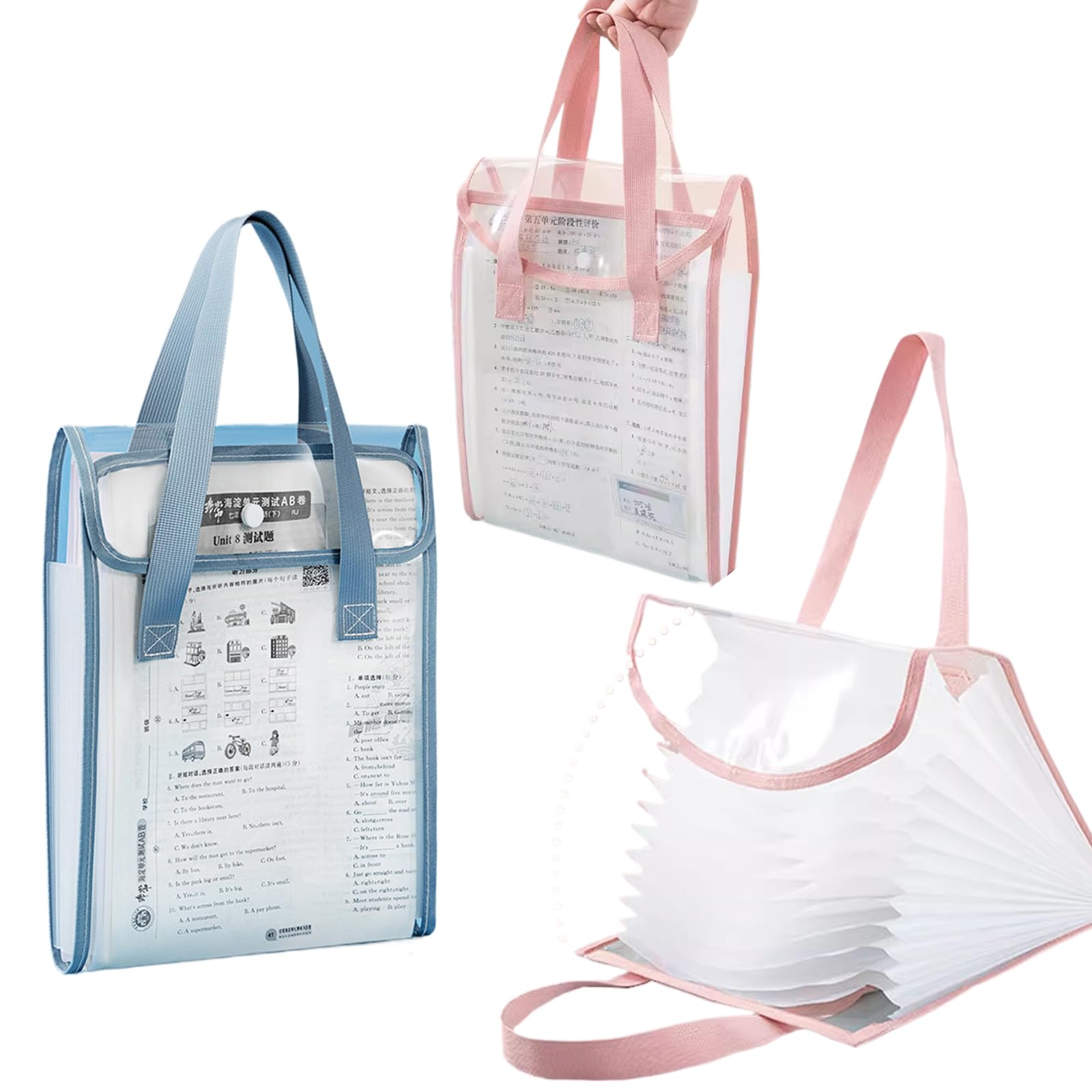 Oaygat A4 Expanding Files Folder 13 Pockets Folders for Paperwork Transparent File Organiser Document Organiser Paperwork Organiser Storage Portable Document Folder for Home & Office & School