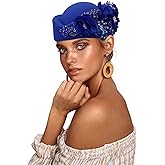 Beret Hats for Women British Felt hat Women's Church Derby Headdress Women's Floral hat Suitable for Wedding Parties Events