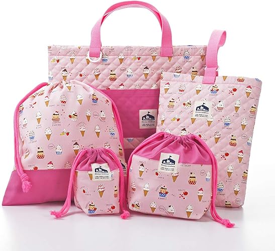 Amazon 入園 入学 グッズ 5点セット 日本製 女の子 永遠に愛す Ice レッスンバッグ