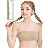 Sanmsoner Girls Seamless Bandeau Bra for Teens Adjustable Strapless Training Bra 7-16 Years,Soft Comfort Stretchy