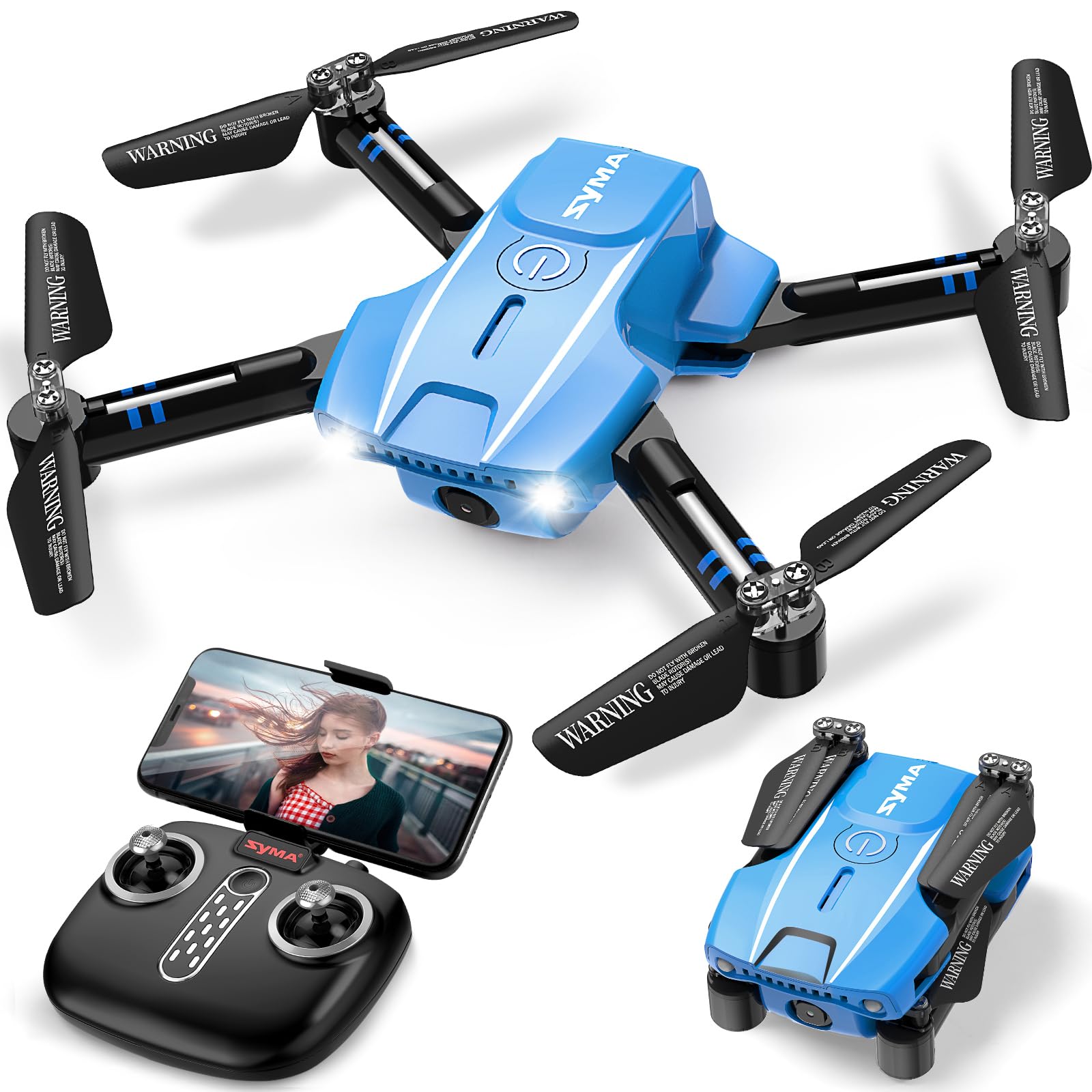 Photo 1 of SYMA Mini Drone with Camera for Kids Adults, 720P HD FPV Camera Remote Control Toys Gifts for Boys Girls with Altitude Hold, Headless Mode, One Key Start Speed Adjustment, 3D Flips(Blue)