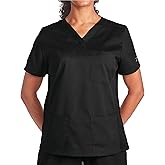 Reebok Womens Scrubs Top - Stretch V-Neck Medical Workwear Shirt, Breathable Uniform Scrubs for Women (Sizes: S-3XL)