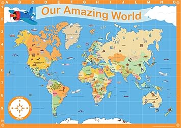 children s illustrated map of the world Our Amazing World Giant Children S Illustrated Map Of The World children s illustrated map of the world