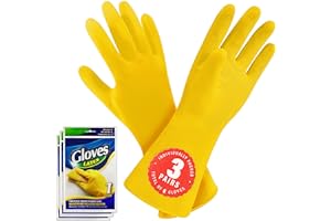 SteadMax 3/6 Pairs Cleaning Gloves, Reusable Natural Rubber Dish Gloves, Non-Slip Gloves for Kitchen and Household