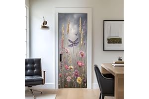 Door Stickers Peel and Stick Door Decal Dragonflies Canvas Wall Art Decor Nursery Living Room Bedroom Removable Mural Wallpap