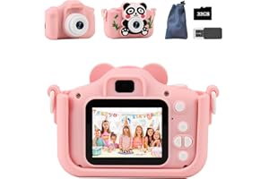 yasunori Kids Camera for Girls, Toddler Camera for Age3-6, Children Digital Camera with Front-Facing Mode, Birthday Gifts for Making Memories, 1080P HD Video Camera with 32GB SD Card, Salmonpink.