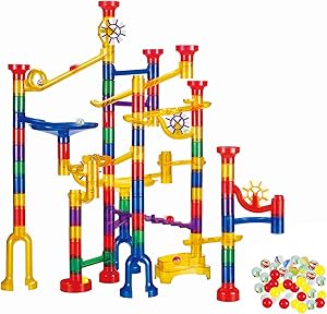WTOR 190Pcs Marble Run Sets STEM Toys for Kids Boys Girls, Educational Learning Marble Building Blocks Girl Boy Toy Gift for Kids Children (22 Glass Marbles)