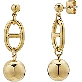 Semper.L 14K Gold Plated S925 Sterling Silver Post Lightweight Drop/Dangle Huggie Stud Earrings for Women | Ball Drop Earrings