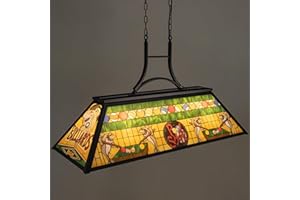TOCHIC Pool Table Light, 48" Rustic Billiards Light Fixtures 4-Light with Tiffany-Style Shark Shade Farmhouse Chandelier Hanging Over Pool Table Game Room Man Cave Club Dining Room Kitchen Island