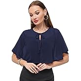 Women's Chiffon Shawl wraps Sheer Shrug Capelets for Evening Dress Wedding Cape Cover Up