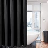 Shower Curtain 182x198cm with Metal Hooks Waffle Fabric Black view 8