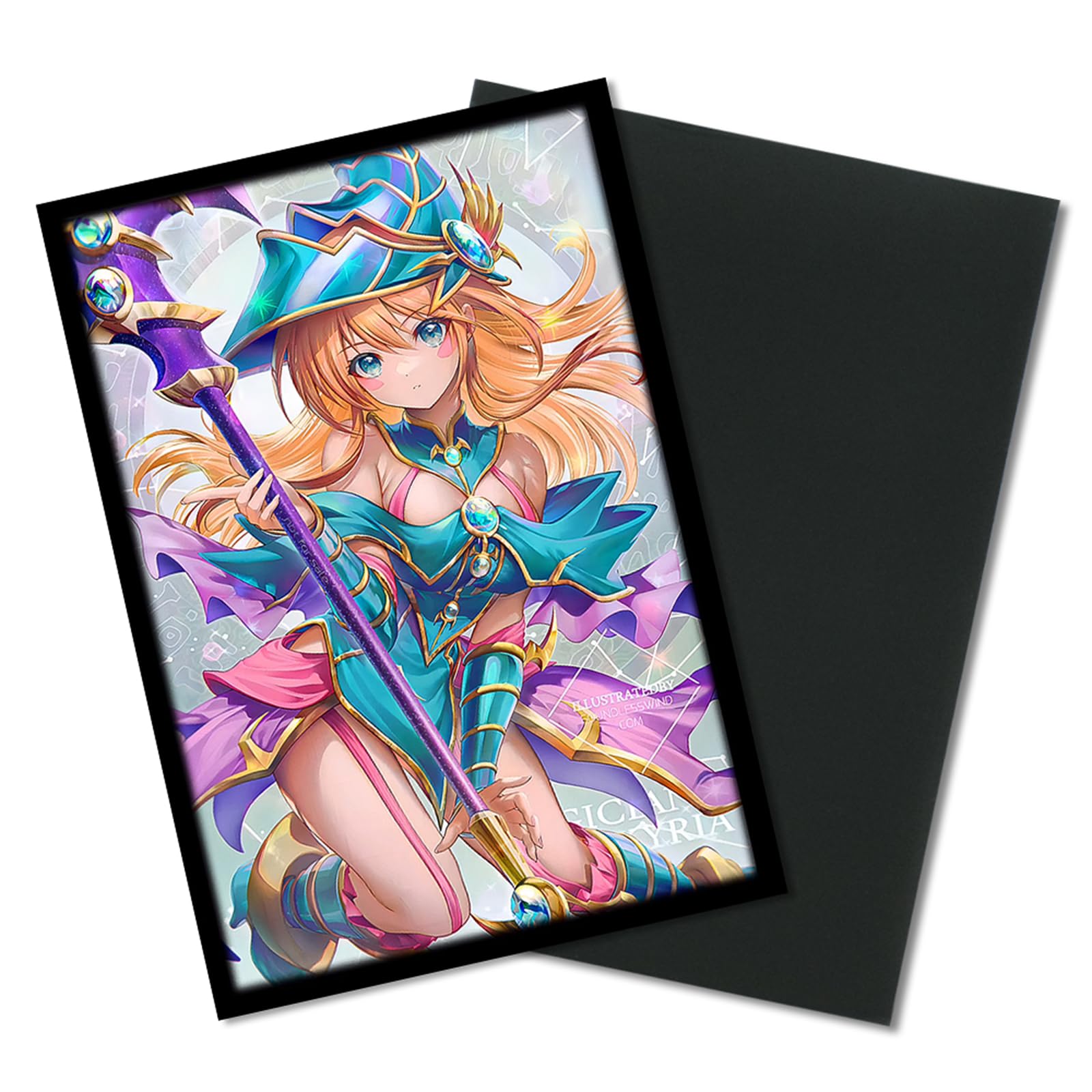 Anime Card Sleeves 50 PCS 63 X 90 mm Holographic Trading Card Sleeves in Japanese Size Protective Card Sleeves for YGO — image 1