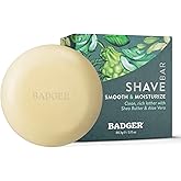 Badger Shaving Soap Puck, Organic Moisturizing Shave Soap Bar, Rich Lasting Lather, Light Natural Scent, Plastic Free & Vegan Shave Soap for Men & Women, 3.15 oz Bar