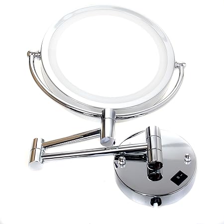 TUKA LED Wandspiegel KosmetikSpiegel 7 fach Vergrößerung, 8,5 inch Wandmontage mit / ohne Bohren, beleuchteter Badzimmerspieg