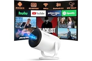 YINCODI [Bulit in Apps] Portable Mini Projector, 1080P Smart Projector with WiFi and Bluetooth, 270° Rotatable Movie Projector Compatibile with iOS/Android/Windows/USB/HDMI, for Indoor/Outdoor Use