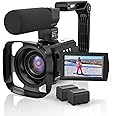 CUTELULY 4K Video Camera Camcorder 48MP UHD 60FPS WiFi IR Night Vision Vlogging Camera for YouTube 16X Digital Zoom Camera with External Microphone, Lens Hood, Stabilizer, Remote Control, 2 Batteries