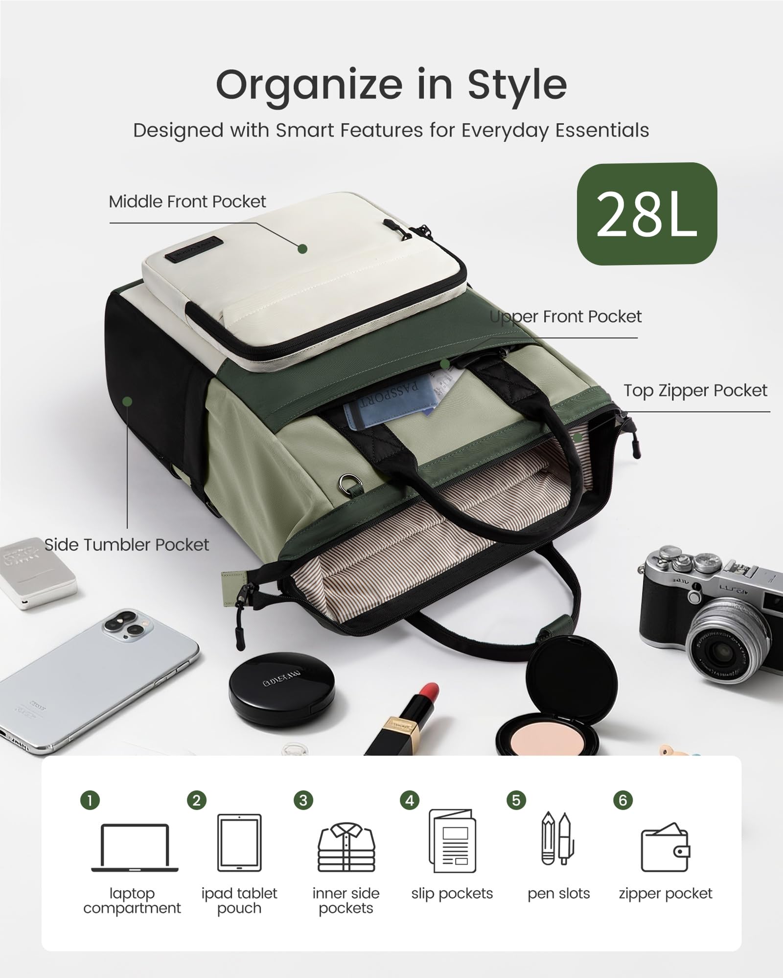 LOVEVOOK Laptop Backpack for Women, 15.6 Inch Travel Backpack for Work College Business, Water Resistant Teacher Nurse Bag with Large Capacity, School Bookbag Bags Cute Daypack for Woman Girls