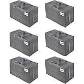 VENO 6 Pack Extra Large Heavy Duty Moving Bags with Wide Opening & Reinforced Handles, Reusable Storage Tote Bags with Strong Zippers for Clothes, College Dorm Essentials & Moving Supplies