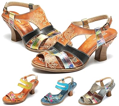 Gracosy Womens Ladies Sandals Open Toe Comfort Summer Block Heel